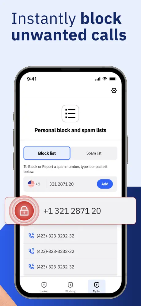 SpamSafe blocker screen